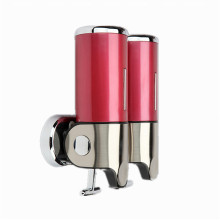 Vermelho escuro 500ml * 2 aço inoxidável + ABS Plastic Wall-Mountained Liquid Soap Dispenser